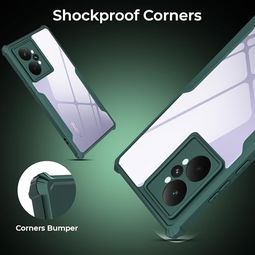 Image of A rtistque Clear Hard Transparent Acrylic Armor Anti-Drop Shockproof TPU Edge Back Cover Case for Realme 15 Pro 5G - Green