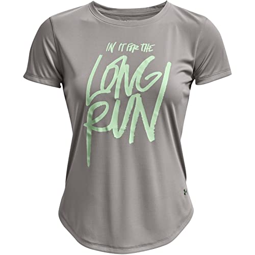 Image of Under Armour Womens Long Run Graphic Short Sleeve T-Shirt Grey S