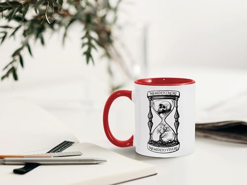 Taza cerámica Memento Mori 15 oz blanco y rojo miniatura 6