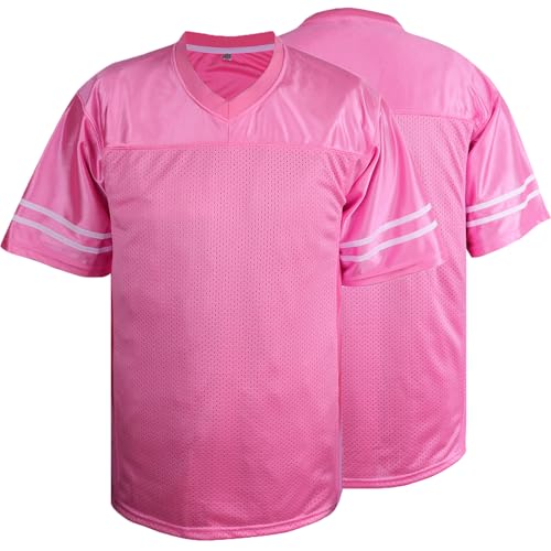Phoneutrix Blank Football Jersey Sports T-Shirt Hip Hop Jersey for Party (3X-Large Pink-sti)