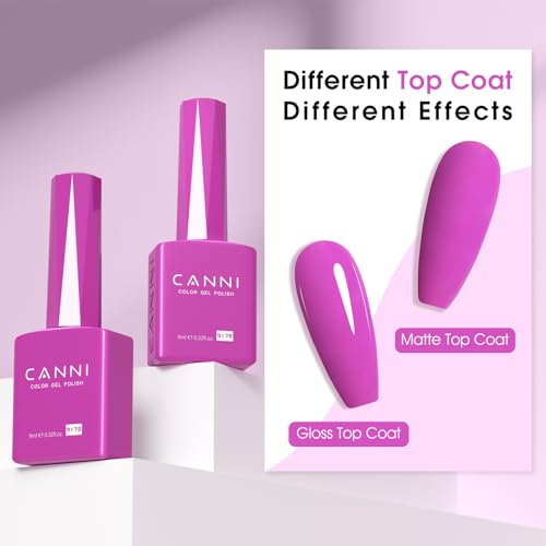 Image of CANNI 9ml Neon Purple Pink Gel Nail Polish, High Gloss UV LED Soak Off Gel