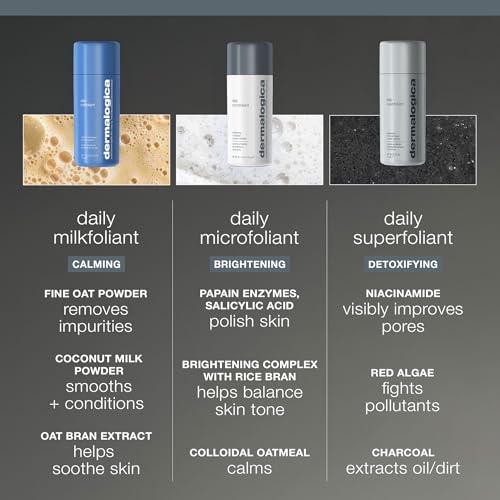 Dermalogica Daily Milkfoliant, Face Exfoliator, Powder Scrub Exfoliant with AHA and BHA - Calming, Polishing and Hydrating Skin, Oat-Based, Vegan Product