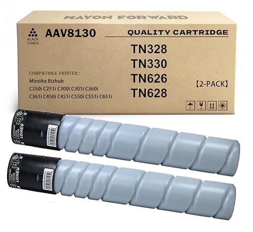 2-Pack TN328K TN328 TN330 TN626 TN628 High Yield Black Toner Cartridge(AAV8130)Compatible with Konica Minolta Bizhub C250i C251i C300i C301i C360i C361i C450i C451i C550i C551i C651i Printers