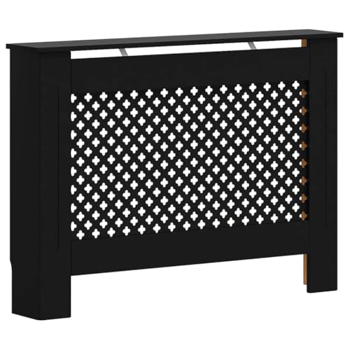 vidaXL - Black Radiator Cover Cabinet, Modern Honeycomb/Cross Design, Made of MDF with Water Base Lacquer Finish, Dimension 44.1'x7.5'x32.1'
