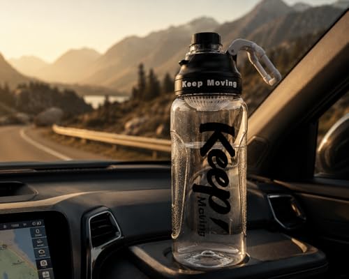 Image of 2 Liter Gym Sports Water Bottle Gallon Gym Bottle, Travel Bottle BPa Free material With Easy To Carry Handel Portable Mouth Motivational Sports Bottle (Dark Black)