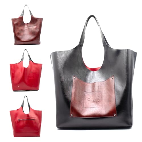 Sac fourre-tout réversible EL.1 pour femme, cabas 3 en 1 élégant en cuir synthétique