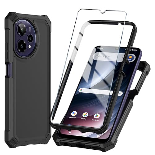 Mocotto for Cricket Icon Pro 2026 (PRO Version Only) Phone Case/AT&T Motivate Pro 2 5G Case with Tempered Glass Screen Protector Slim Soft Silicone Full-Body Protective Cover (Black)