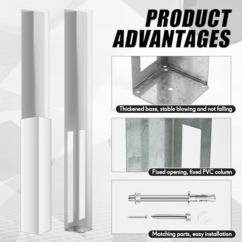 Image of Hicarer 1 Set 5 inch x 5 inch x 48 inch Vinyl Fence Concrete /Wood Post Mount Tower with Mounting Kit Heavy Duty Fence Post for Vinyl Newel Posts Repair - Galvanized Steel, 300 lbs Load Capacity