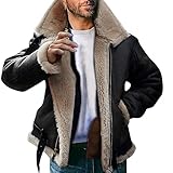 Mens Vintage Faux Fur Plus Size Coat Lapel Collar Cashmere Padded Fashion Fall Winter Thicken Warm...