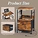 Swivel Lift Top Nightstand with Charging Station, 2-Tier 360° Adjustable Bedside Table, Rolling Night Stand with Wheels, Small End Table with Fabric Drawer, for Bedroom, Living Room, Rustic Brown