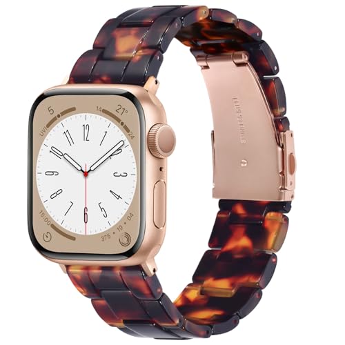 CRIS-BAND Compatible with Resin Apple Watch Bands Series 7/8/9/10/11 46mm 45mm 44mm 42mm for Women,Fancy Strap for iWatch Ultra 3/2 49mm Series 6/5/4/3/2/1/SE3 Slim Light Bracelet Wristband