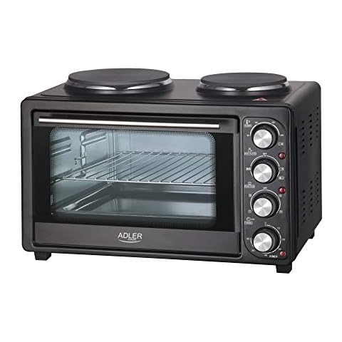 JUNG ADLER AD6020 Minibackofen 36L mit 2 Kochplatte elektrisch, Mini Backofen Cover