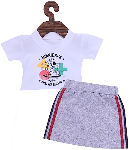 Image of ICABLE Girls Cotton Cute Printed Crop Top and Skirt Set