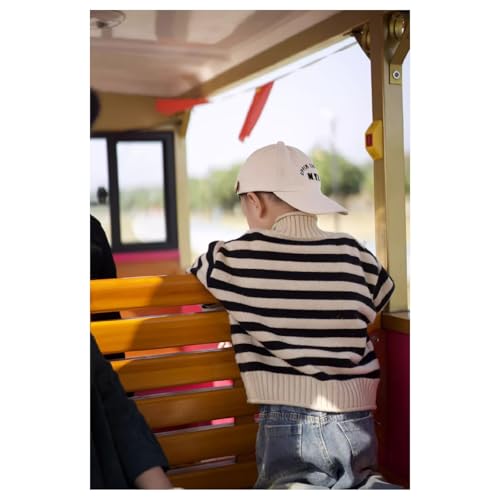 Toddler Baby Boys Girls Pullover Sweaters Curled Collar Fall Winter Soft Warm Stripe Knit Sweater Tops4