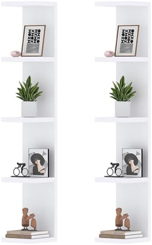 LitaEther 5 Tier White Lack Wall Shelf - Multi-Functional Display...