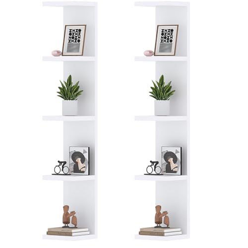 LitaEther 5 Tier White Lack Wall Shelf - Multi-Functional Display...