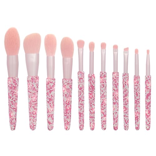 Professional Makeup Brushes Set 11PCS Bling Rhinestone Face Cosmetics Blending