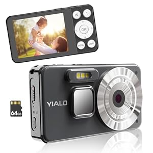 4K Digital Camera, 64MP Auto Focus Vlogging Camera with 64GB SD Card, 18X Digital Zoom Compact Camera for Photography, Point and Shoot Video Camera for Teens Boys Girls, Black