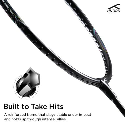 Image of Hundred Powertek 200 Aluminium Badminton Racket Combo, 2 Strung Rackets with 1 Full Cover & 3 Aura Nylon Shuttlecocks, Lightweight Shuttle Bats for Match Play