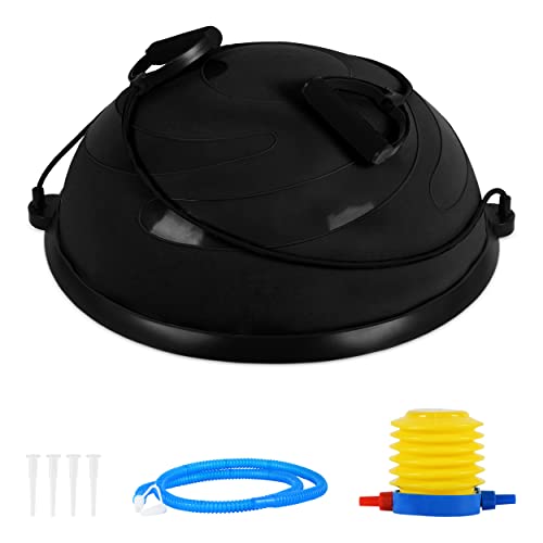 Balance Ball Trainer Premium | Gymnastikball + Expander & Pumpe - beidseitig nutzbar | Balance Trainer/Board für Gleichgewichtsübungen (Schwarz)