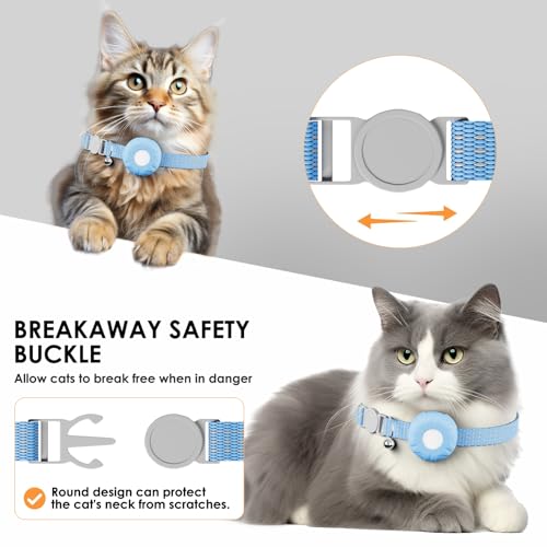 Image of GPS Tracker for Cats-No Monthly Fee, Cat Tracker Compatible with Apple Find My App (Only iOS), Waterproof Pet Tracker,Real-Time Cat Trackers Collar for Pets,Kids,Luggage | 367-Day Battery Life|(Blue)