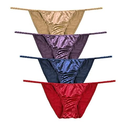 Womens Silky Sexy Satin Tangas Panties S - Plus Size Women Underwear Multi-Pack, Fire, Small Cover