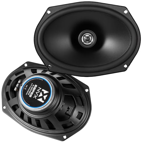 NVX® ESP69 6x9 E-Series 2-Way Coaxial Car Speakers, 480W Peak (160W RMS), 13mm PEI Dome Tweeters, Polypropylene Cone, Rubber Surround, 4 Ohm, Easy Installation for Cars/Trucks (Pair)
