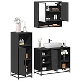 GCHDHAPB Juego de muebles de baño, juego de muebles de baño de 3 piezas, color negro de madera