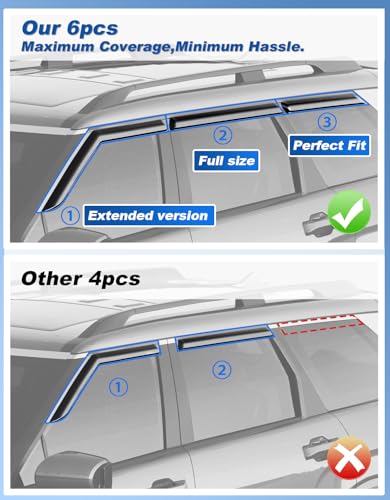 Image of 6-PCS Extra-Thick Rain Guards Fit for Hyundai Palisade 2026 Extra Durable Tape-on Window Rain Guard Window Deflectors Vent Shades Window Visor Vent Visors Exterior