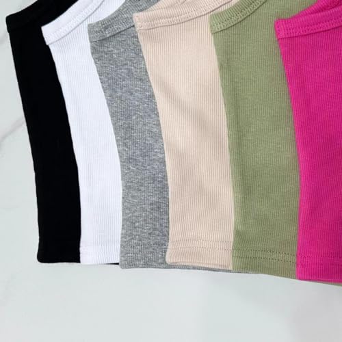 95% Cotton Ribbed Crop Tank Tops for Women Racerback Scoop Neck Slim Fitted Basic Cropped Tank Top3