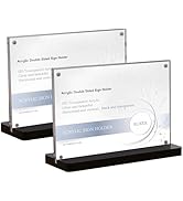 ECKEK 2 Pack Acrylic Sign Holder Menu Displays Double Sided Sign Stand A4/A5/A6 Clear (Black Hori...