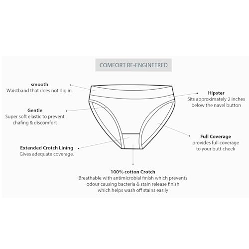 Image of Peach Blossom Women's Cotton Panty | 100% Cotton Bio-Washed Hipster Panties for Women | Full Coverage Grip Fit | Plus Size Hipster Pack of 3