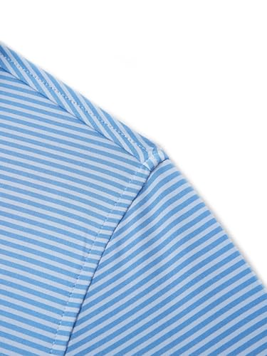 Image of Men' s Golf Shirts Short Sleeve Performance Moisture Wicking Dry Fit Striped Golf Polo Shirts for Men
