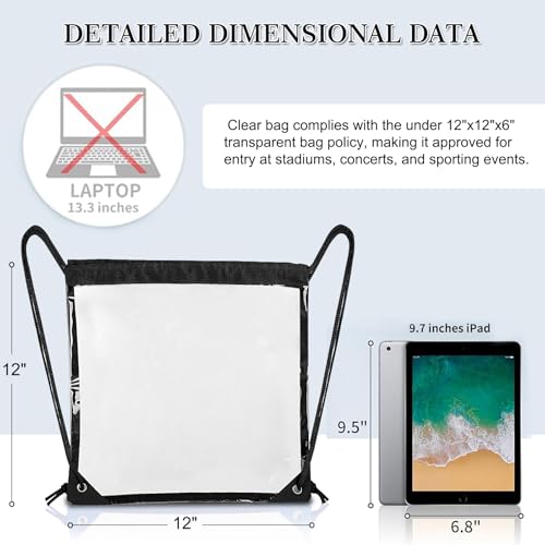 Image of 2Pack Clear Drawstring Backpack ，12x12 Small Clear Drawstring Bags for Stadium Events, Work, Festivals and Sporting Events, Black