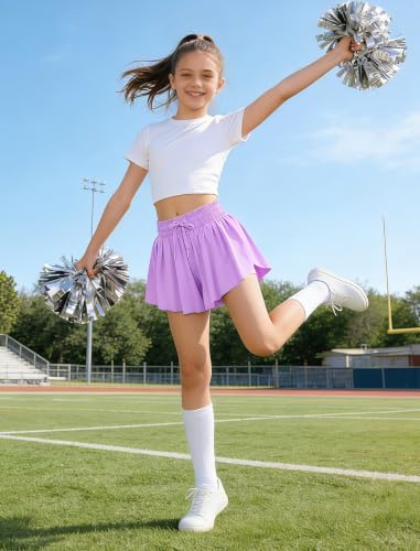 Image of EXARUS Girls Butterfly Shorts Athletic Flowy Cheer Dance Skorts Teen