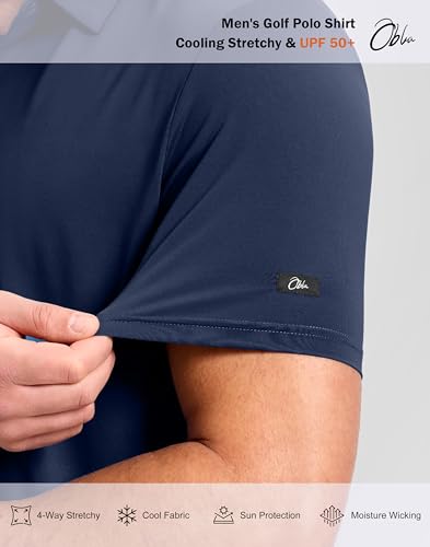 Image of Obla Mens Golf Shirt Short Sleeve Dry Fit Moisture Wicking Performance Athletic Casual Work Collared Polo Shirts for Men