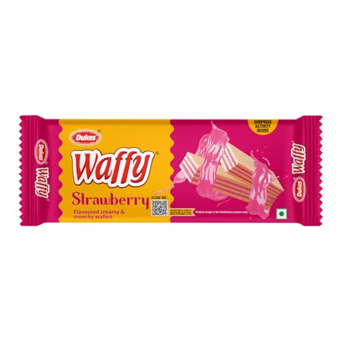 Image of Dukes Waffy - Strawberry Flavoured Creamy & Crunchy Wafers (60 /55 Gm).