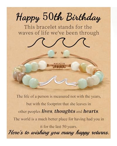 30th 40th 50th 60th 70th Birthday Gifts for Women Beaded Bracelets for Women with Wave, Wave Bracelet for Woman 10th 13h 16th 21st Bithday Gifts for Teen Girl Trendy Stuff Sister Friend Inspirational Get Well Feel Better Gift Jewelry