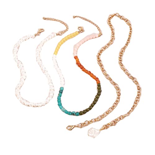Collar Multicapa de Estilo étnico Bohemio Cuentas Coloridas Collar en Y Joyería Boho exagerada (Oro)