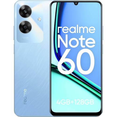 realme Note 60 Smartphone,4GB+128GB Telefono Movil,Protección ArmorShell,Fluidez de 48 Meses,90Hz 6,74' Pantalla,Cámara Supernítida de 32 MP,5000mAh,Dual SIM Android 14,IP 64,No Carga,Azul