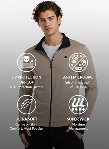 Image of ADRO Sunscreen Jacket for Men UV Sun Advanced Protection Running Jackets For Mens Biker Jackets with Zipper Sports jacket for men
