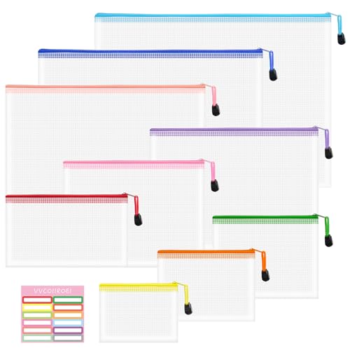 Image of 9pcs Mesh Zipper Pouch Bags, 9 Sizes Zipper Pouch, Mesh Bags with Zipper, Plastic Zipper Pouches, 9 Colors Zipper Pouches for Organizing, Board Game Storage, Travel, School Office Organize