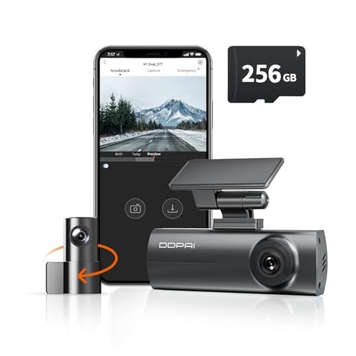 DDPAI N1 Dual Câmera Veicular Frontal Traseira 1296P+1080P, Dachcam com WiFi, Câmera para Carro com Visão Noturna, Aplicativo, Supercapacitor, Gravação em Loops, Estacionamento 24H (N1+256G Cartão SD)