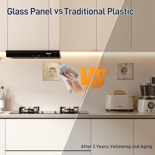 BSEED Schuko Steckdose 1 Fach Steckdose Glas Unterputz Steckdose,Steckdosen mit Kristall Glas Platte Einzel Wandsteckdose 16Amp EU Standard Verlängerungssteckdosen Gold -86mm
