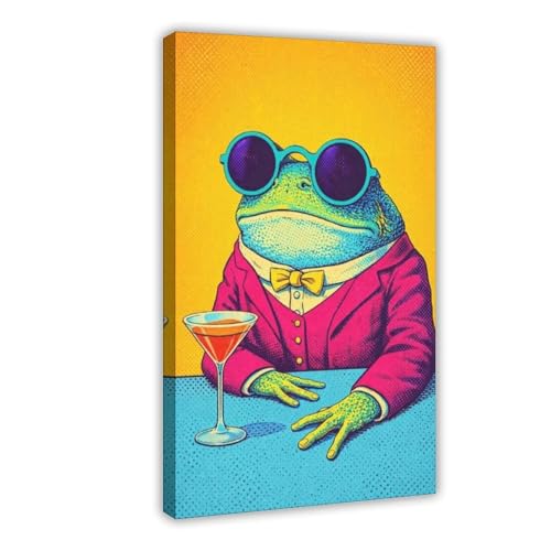 Grenouille avec lunettes poster martini pour une décoration de bar chic et salon tendance 61x91