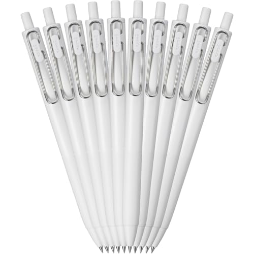Bolígrafo Uni-Ball One Gel tinta blanca 0.38 mm, 10 unidades