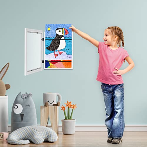 Image of GULETHUN [8-Pack] Kids Art Frames, 8.5x11 Front Opening Kids Artwork Frames Changeable, White Artwork Display Storage Frame for Wall, Holds 50 Pcs, for 3D Picture, Crafts, Hanging Art, Portfolio