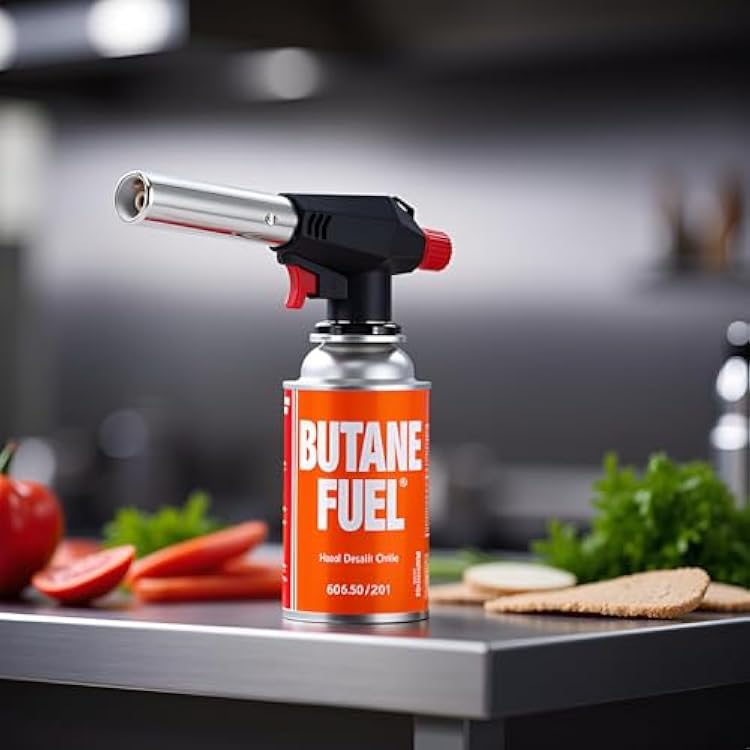 Kitchen Blow Torch, Butane Torch Culinary Torch with Adjustable Flame for Creme Brulee, BBQ, Baking & Desserts (Butane Gas Not Included)