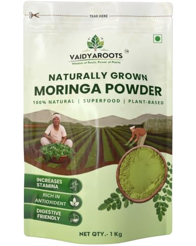 Image of Organic Moringa Leaf Powder 1kg | Sahjan, Drumstick, Murungai Leaves | Ayurvedic Superfood for Energy, Immunity & Detox | Rich in Protein, Iron, Calcium, Vitamins | Natural & Lab Tested