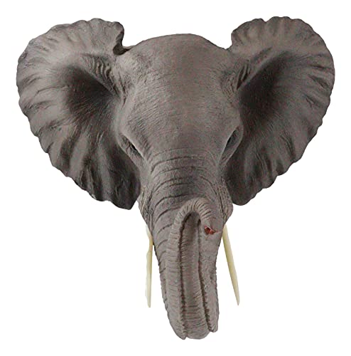 Ebros Safari African Bush Elephant With Trunk Up Wall Bust Sculpture 9"Tall Majestic Noble Elephants Hanging Wall Decor Figurine For Wild Animal Lovers #TOP3